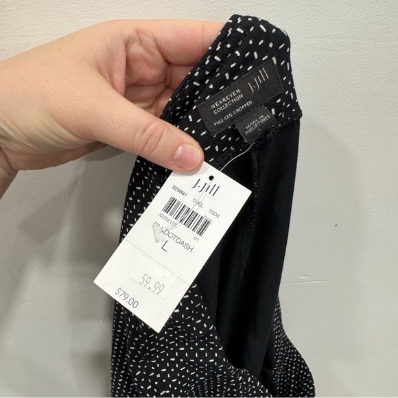 J. Jill Wearever Collection Full Leg Cropped Pants Printed Black Large - Picture 5 of 6